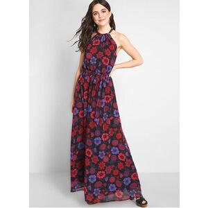 ModCloth High Neck Tie Waist Maxi Dress